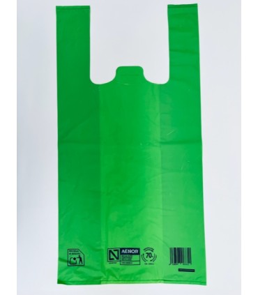 BOLSA ASA VERDE 42X53 AENOR HYBIS PAQUETE 1 KG.