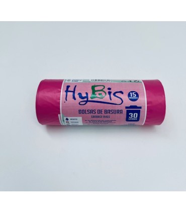 BOLSA BASURA AUTOCIERRE FUCSIA 55X60 HYBIS GOLD R/15