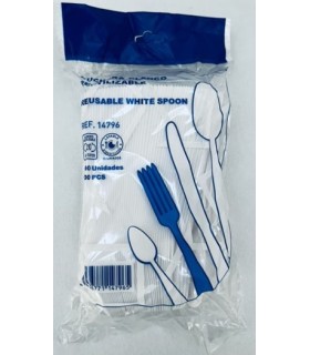 CUCHARA PLAST. BLANCA REUTILIZABLE PAQ/100