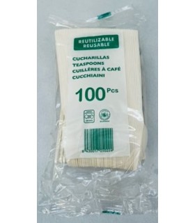 CUCHARA MOKA PLAST. BLANCA REUTILIZABLE PAQ/100