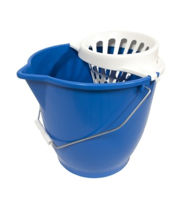 CUBO REDONDO AZUL CON ESCURRIDOR 13 LITROS