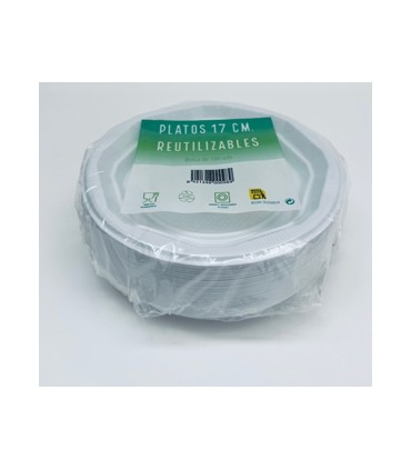 PLATO PLASTICO REUTILIZABLE 17CM PAQ/100