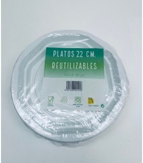 PLATO PLASTICO REUTILIZABLE 22CM PAQ/100